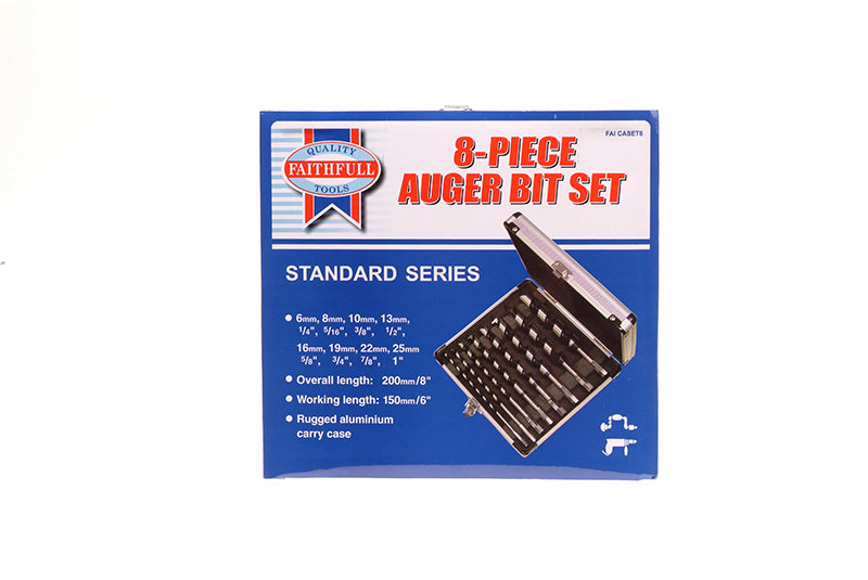 Faithfull Combination Wood Auger Bit Set, 8 Piece 6-25mm FAICASET8