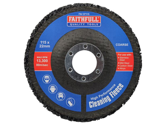 Faithfull Cleaning Fleece Disc Coarse 115 x 22mm For Angle Grinders FAICF115