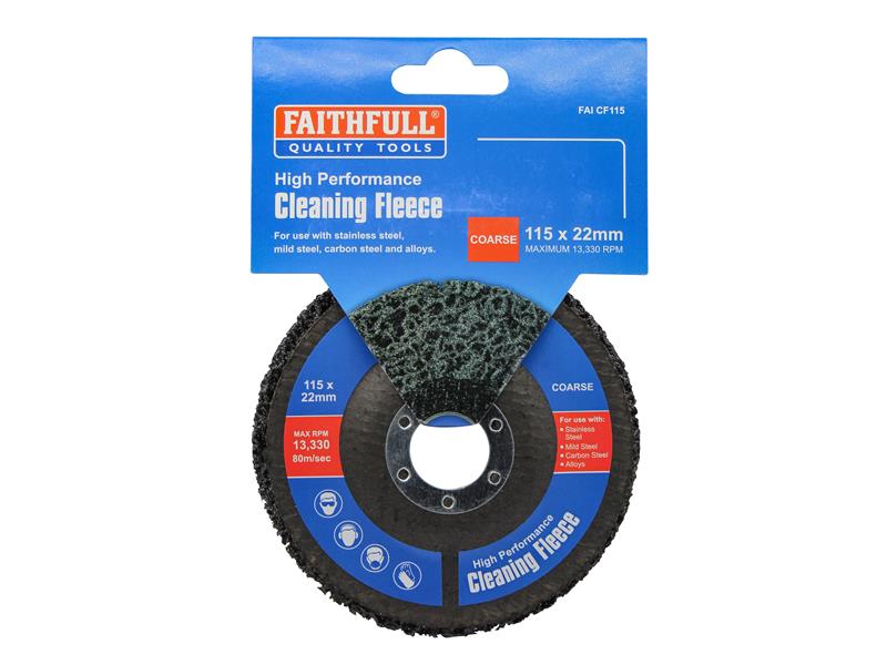 Faithfull Cleaning Fleece Disc Coarse 115 x 22mm For Angle Grinders FAICF115