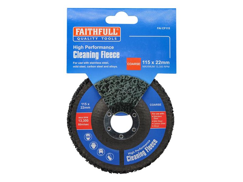 Faithfull Cleaning Fleece Disc Coarse 115 x 22mm For Angle Grinders FAICF115