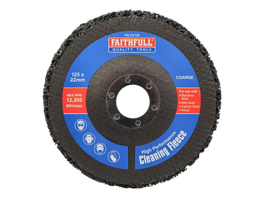 Faithfull Cleaning Fleece Disc Coarse 125 x 22mm For Angle Grinders FAICF125