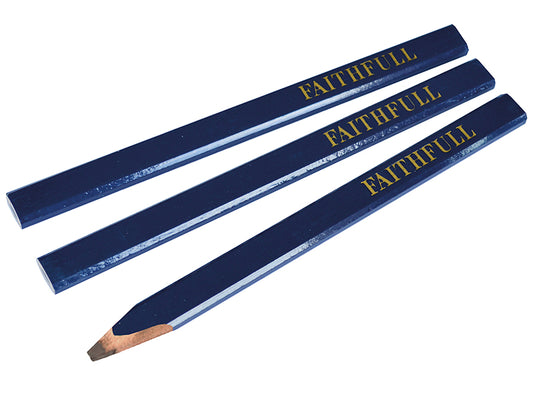 Faithfull Carpenter's Pencils - Blue / Soft (Pack 3) FAICPB