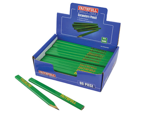 Faithfull Carpenter's Pencils - Green / Hard (Display 80) FAICPDISPG80