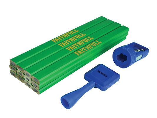 Faithfull Carpenter's Pencil Kit Green / Hard (Pack 12) FAICPGKIT