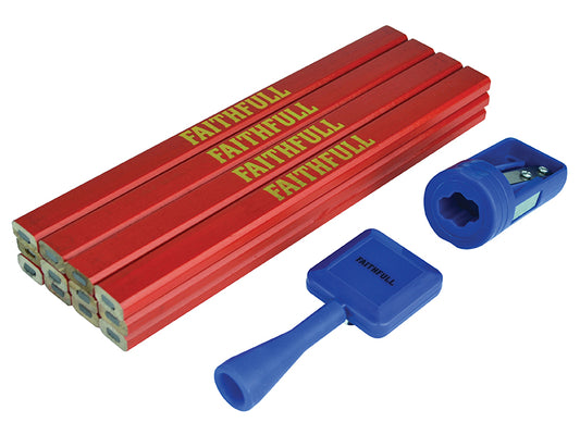 Faithfull Carpenter's Pencil Kit Red / Medium (Pack 12) FAICPRKIT