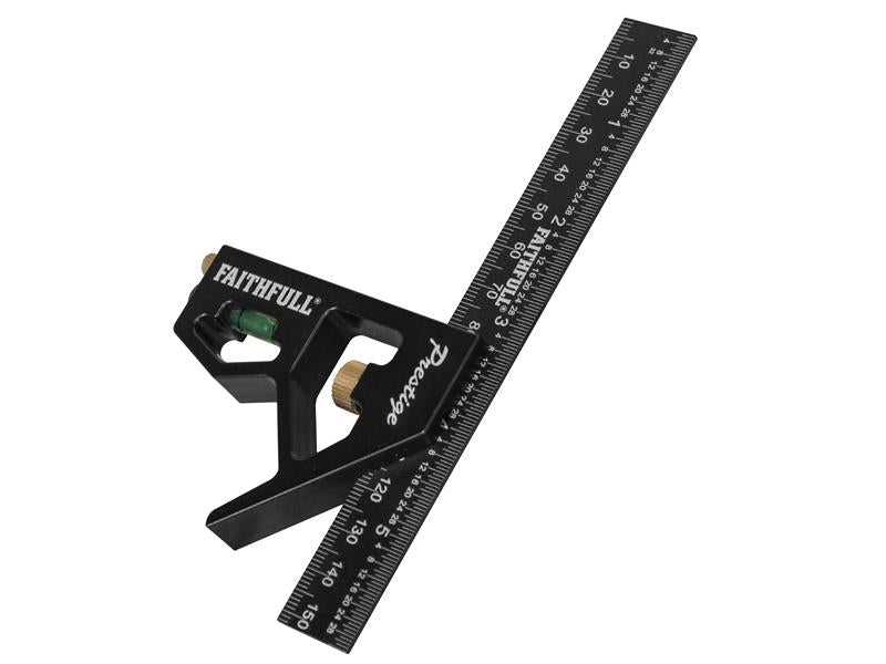 Faithfull Prestige Combination Square Black Aluminium 150mm (6in) FAICS150CNC
