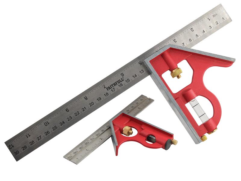 Faithfull Combination Square Twin Pack 150mm (6in) & 300mm (12in) FAICS300TP