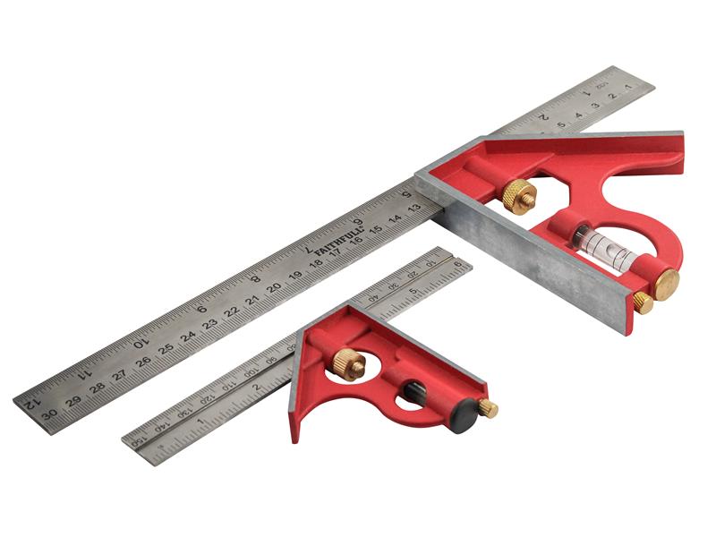Faithfull Combination Square Twin Pack 150mm (6in) & 300mm (12in) FAICS300TP