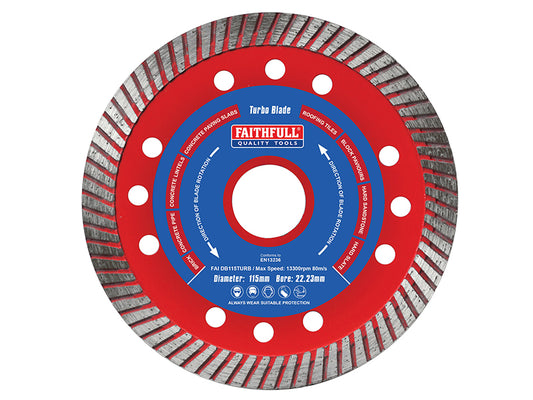 Faithfull Turbo Cut Diamond Blade 115 x 22mm FAIDB115TURB