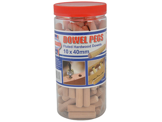 Faithfull Wood Dowels Fluted 40 x 10mm (Tub 100) FAIDOW10100T