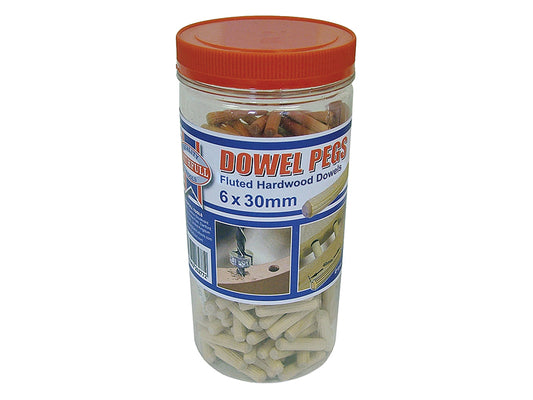 Faithfull Wood Dowels Fluted 30 x 6mm (Tub 300) FAIDOW6300T