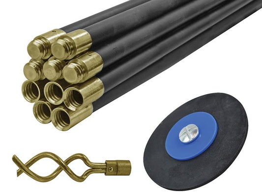 Faithfull Universal Drain Clean Set (10 x Rods Plunger & Worm) FAIDRSET12