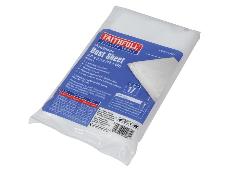Faithfull Light-Duty Polythene Dust Sheet 3.6 x 2.7m FAIDSPL3627