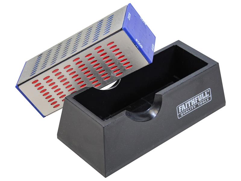 Faithfull Diamond Sharpening Stone 4 Sided 150 x 50 x 50mm FAIDWQUAD