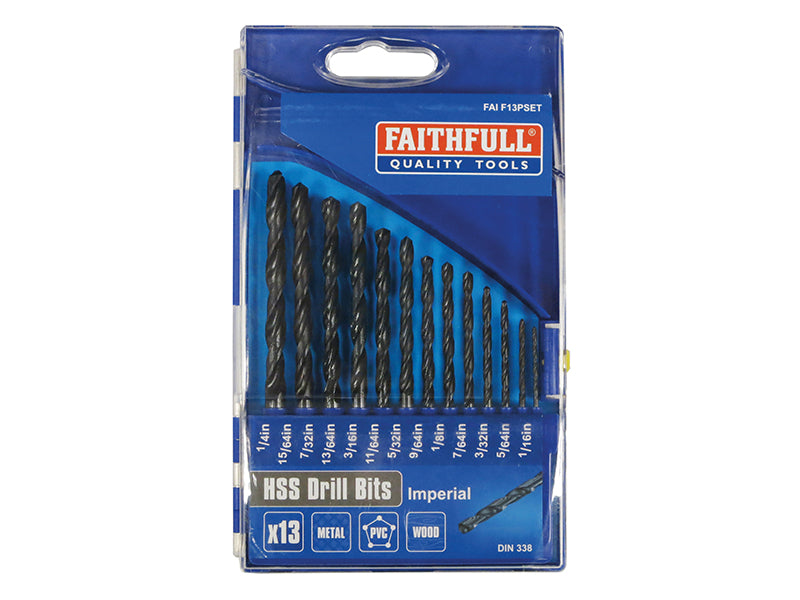 Faithfull HSS Drill Bit Set of 13 1/16-1/4 x 1/64 FAIF13PSET