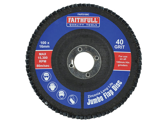 Faithfull Abrasive Jumbo Flap Disc 100mm Coarse FAIFD100C