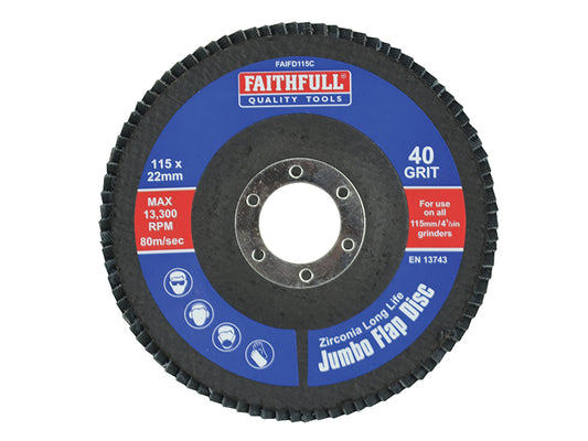 Faithfull Abrasive Jumbo Flap Disc 115mm Coarse FAIFD115C