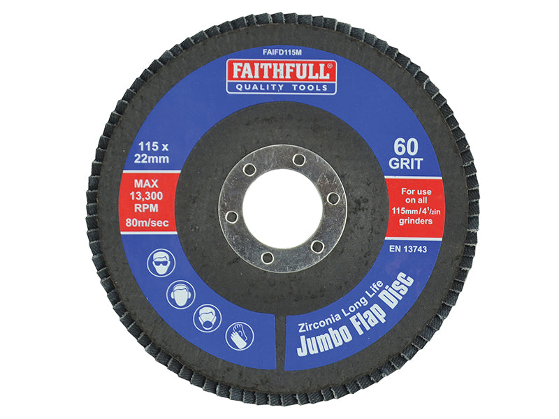 Faithfull Abrasive Jumbo Flap Disc 115mm Medium FAIFD115M