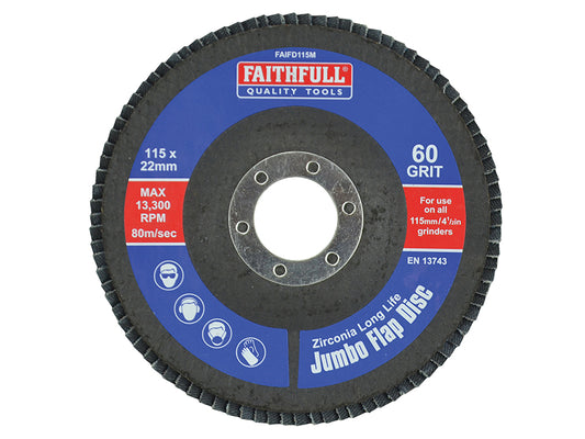 Faithfull Abrasive Jumbo Flap Disc 115mm Medium FAIFD115M