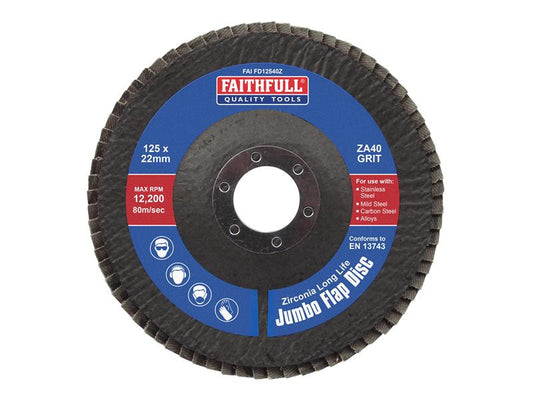 Faithfull ZA40 125mm Zirconia Abrasive Jumbo Flap Disc FAIFD12540Z
