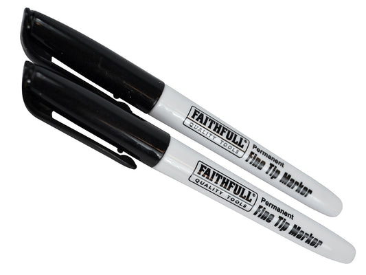 Faithfull Fibre Tip Marker Pen Black (Pack 2) FAIFTMBLK2