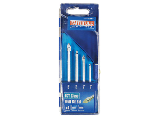 Faithfull Tile & Glass Drill Bit Set of 4 (3-6mm) FAIGDSET4