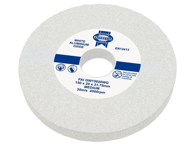 Faithfull General Purpose Grinding Wheel 150 x 20mm White Medium FAIGW15020WG