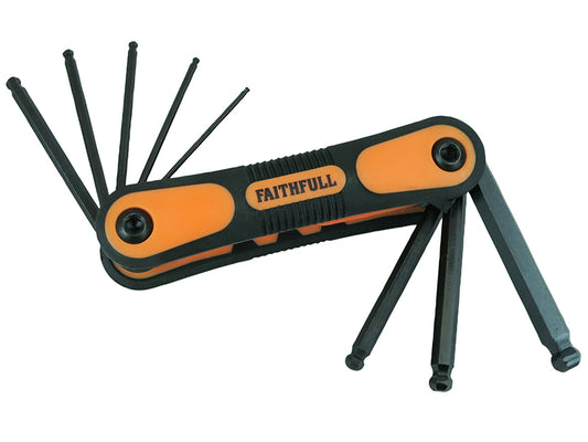 Faithfull Metric Folding Ball End Hexagon Key Set, 8 Piece FAIHKSF8MB