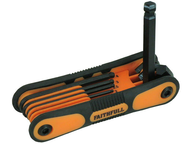 Faithfull Metric Folding Ball End Hexagon Key Set, 8 Piece FAIHKSF8MB