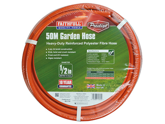Faithfull Prestige Heavy-Duty Garden Hose 50m 12.5mm (1/2in) Diameter FAIHOSE50PRE