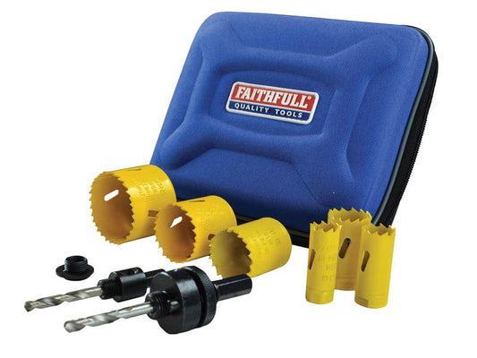 Faithfull Universal Varipitch Holesaw Electrician's Kit, 9 Piece 16-51mm FAIHSKE