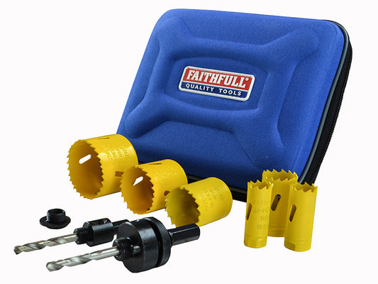Faithfull Universal Varipitch Holesaw Plumber's Kit, 9 Piece 19-57mm FAIHSKP