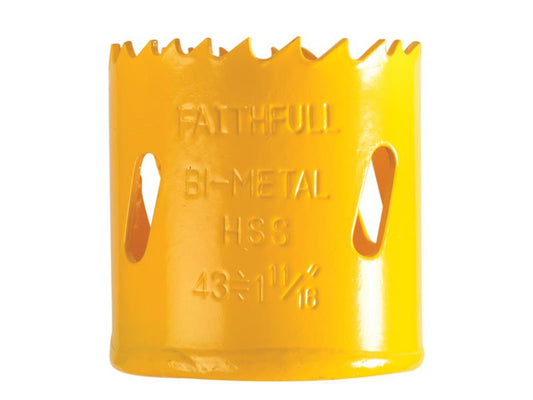 Faithfull Bi-Metal Cobalt Holesaw 43mm Cutting Depth 38mm FAIHSVP43