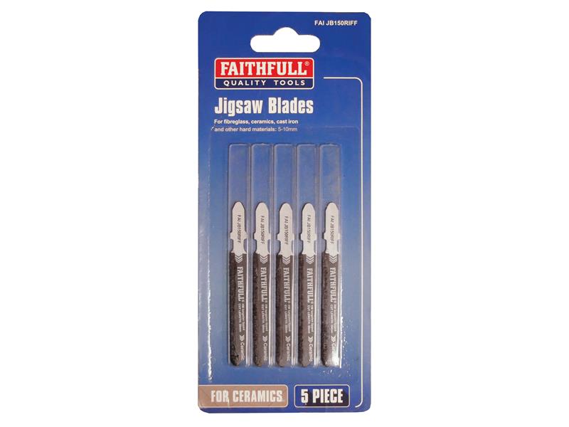 Faithfull TCT Riff Tile Cutting Jigsaw Blades Pack of 5 FAIJB150RIFF
