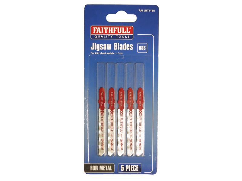Faithfull 8009-HSS Metal Cutting Jigsaw Blades Pack of 5 T118A FAIJBT118A