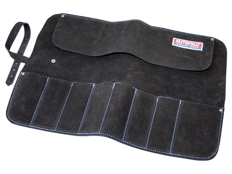 Faithfull 8 Pocket Leather Chisel Roll 33 x 47cm 13 x 18.1/2in FAILCR8B