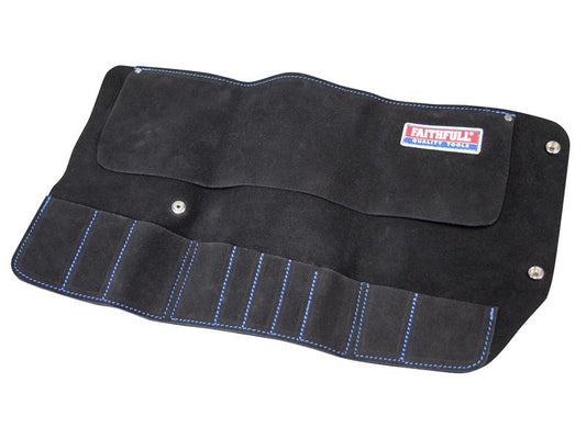 Faithfull 10 Pocket Leather Tool Roll Overall Size 480 x 270mm FAILTR10B