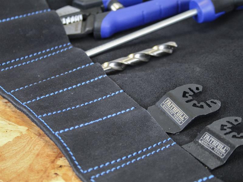 Faithfull 10 Pocket Leather Tool Roll Overall Size 480 x 270mm FAILTR10B
