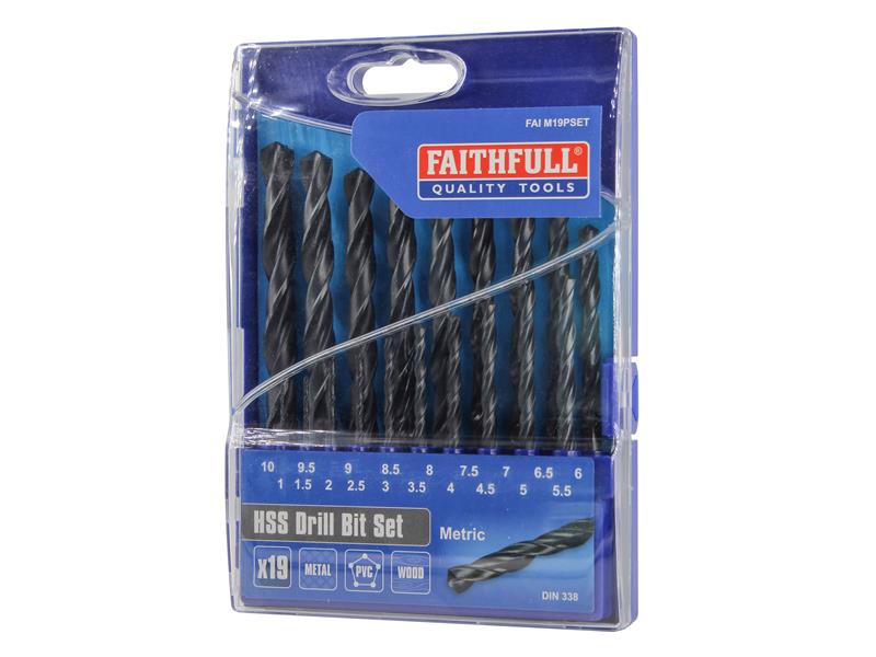 Faithfull HSS Jobber Drill Bit Set, 19 Piece (1-10mm) FAIM19PSET