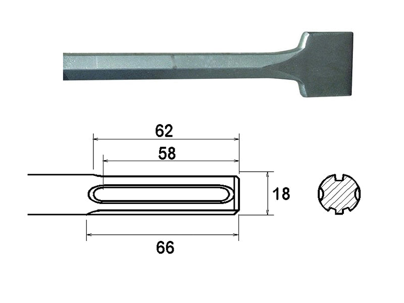 Faithfull SDS Max Straight Scaling Chisel 50 x 400mm FAIMAXSC50