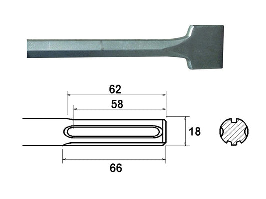 Faithfull SDS Max Straight Scaling Chisel 75 x 300mm FAIMAXSC75