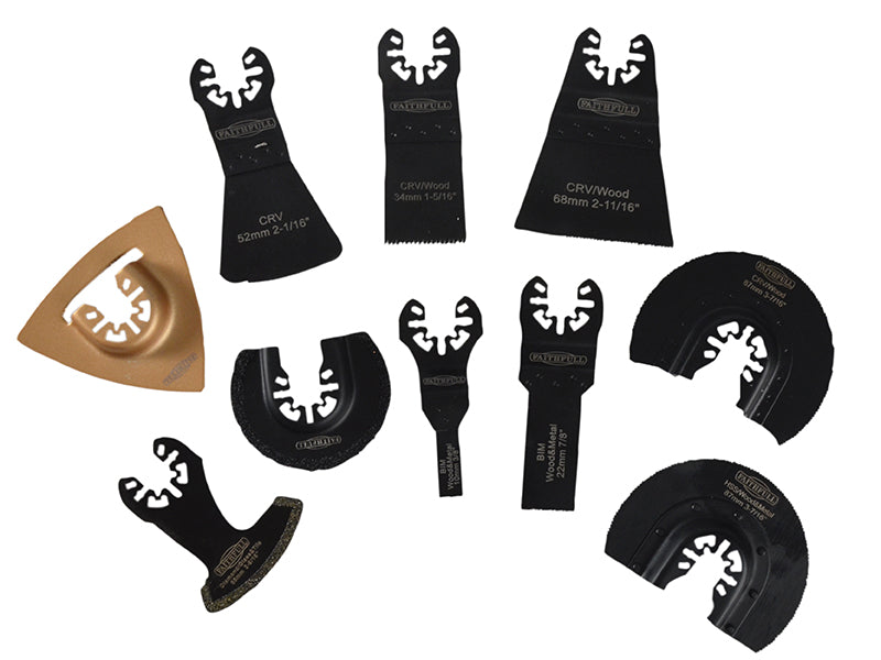 Faithfull Multi-Function Tool Mixed Blade Set 10 Piece FAIMFKIT10