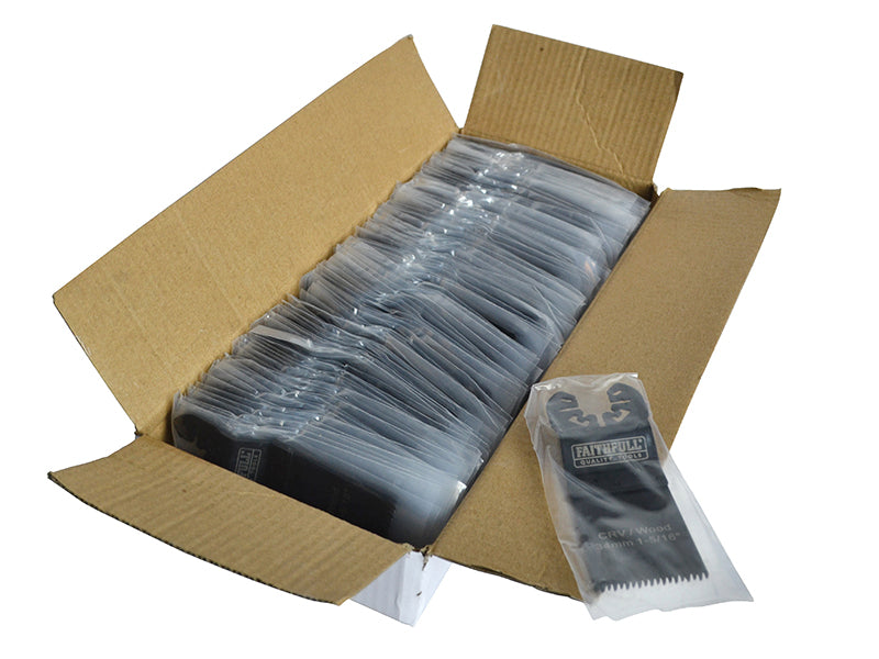 Faithfull Multi-Function Tool CrV Flush Cut Wood Blade Ground Side Set 34mm (Box 100) FAIMFW34B100