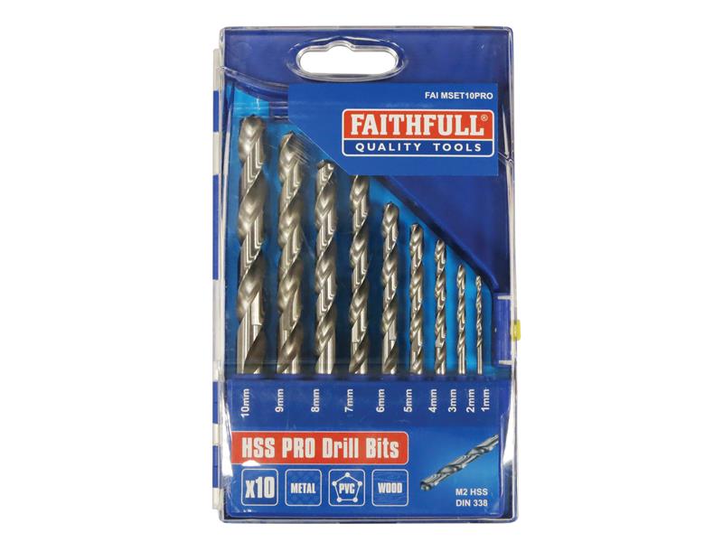 Faithfull Professional HSS Jobber Drill Bit Set, 10 Piece (1 - 10mm) FAIMSET10PRO