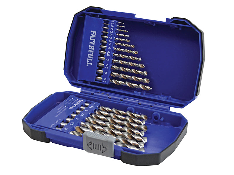 Faithfull Cobalt HSS Drill Set M35 1-10mm 19 Piece FAIMSET19COB