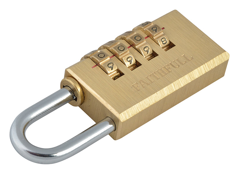Faithfull Brass Combination Padlock 28mm FAIPLB28COM