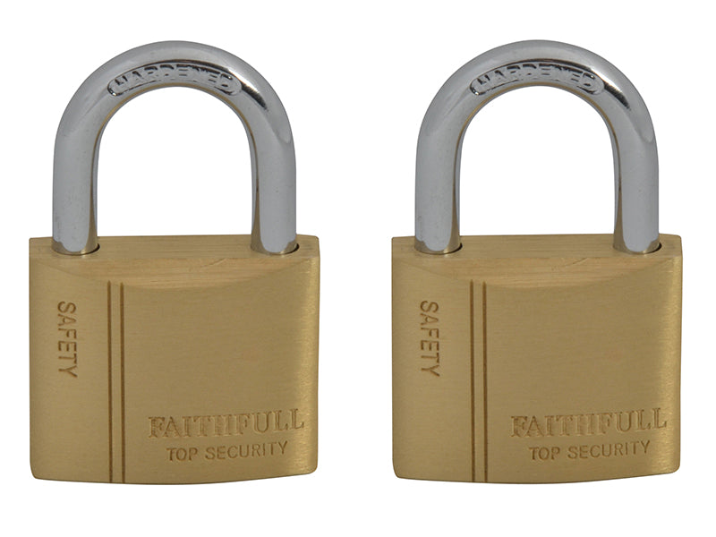 Faithfull Brass Padlock Keyed Alike 2 x 40mm FAIPLB40KA