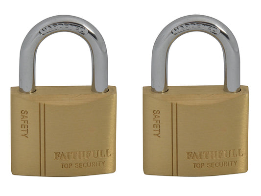 Faithfull Brass Padlock Keyed Alike 2 x 40mm FAIPLB40KA