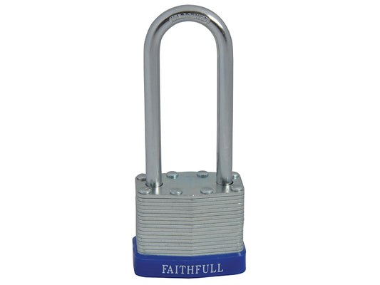 Faithfull Laminated Steel Padlock 40mm Long Shackle 3 Keys FAIPLLAM40LS
