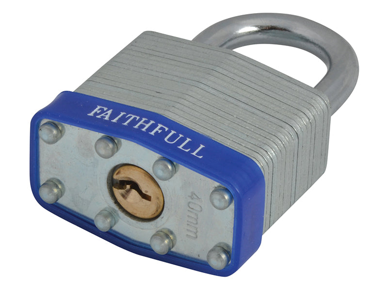 Faithfull Laminated Steel Padlock 40mm 3 Keys FAIPLLAM40